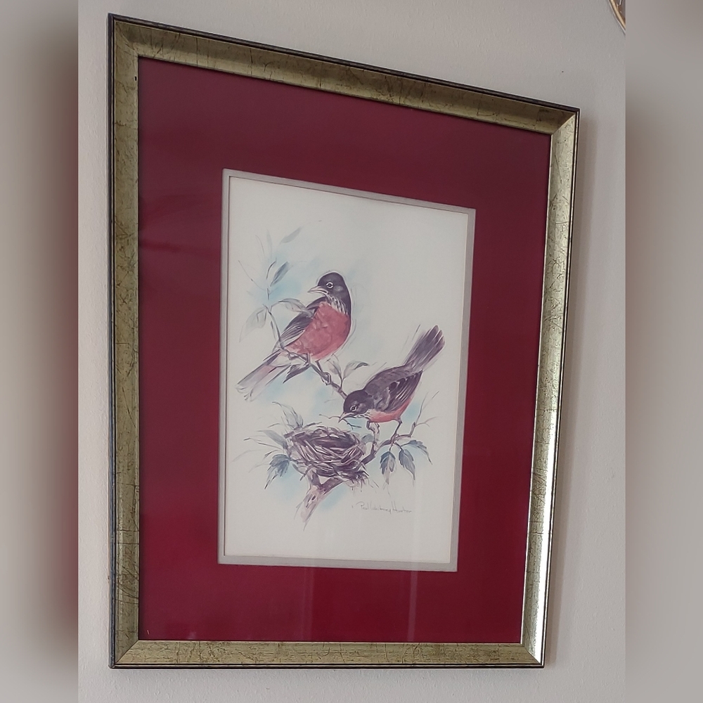 Vintage Paul Whitney Hunter Framed Bird Print